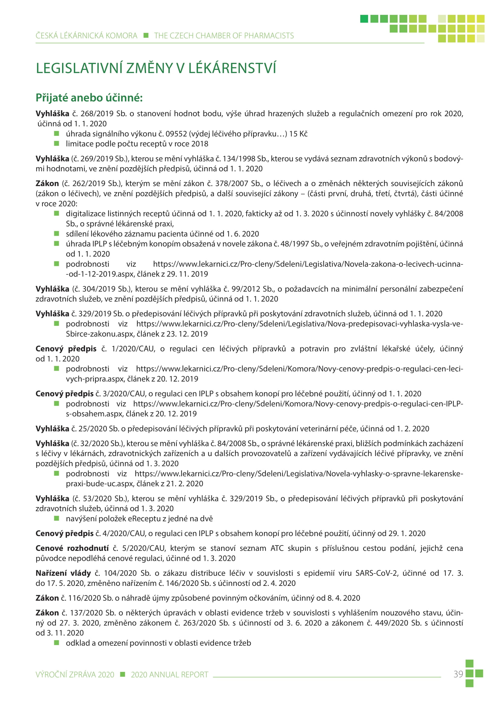 výroční zpráva české lékárnické komory za rok 2020 - obrázek 39